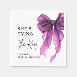 She's Tying The Knot Purple Bow Bridal Shower Serviette