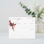 She's Tying the Knot Red Bow Bridal Recipe Card (Stehend Vorderseite)