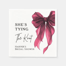 She's Tying The Knot Red Bow Bridal Shower Serviette