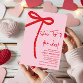  She's Tying the Knot Red,pink Bow Bridal Shower  Einladung