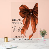 She's Tying The Knot Rust Orange Bow Welcome Sign Acrylschild (Hochzeit)