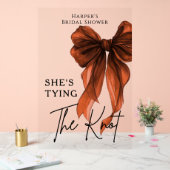 She's Tying The Knot Rust Orange Bow Welcome Sign Acrylschild (Hochzeit)