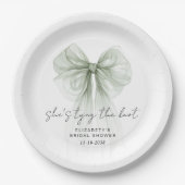 She's Tying The Knot Sage Bow Bridal Shower Pappteller (Vorderseite)