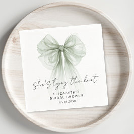 She's Tying The Knot Sage Bow Bridal Shower Serviette