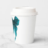 She's Tying The Knot Turquoise Bow Bridal Shower Pappbecher (Rückseite)