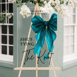 She's Tying The Knot Turquoise Bow Welcome Sign Acrylschild