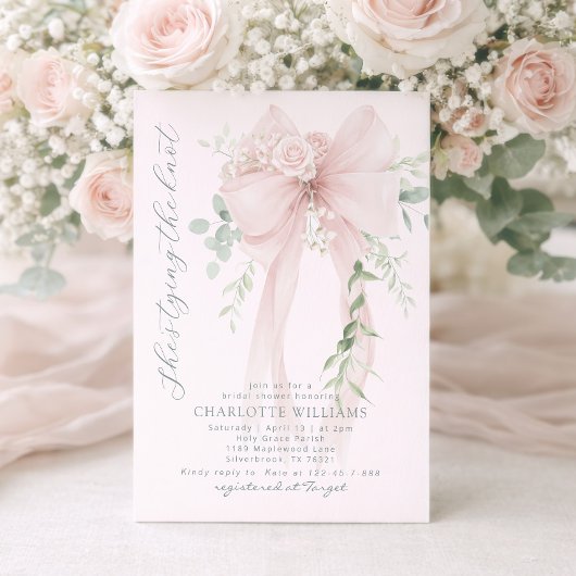 She's tying the know Whimsical Bow bridal shower Einladung