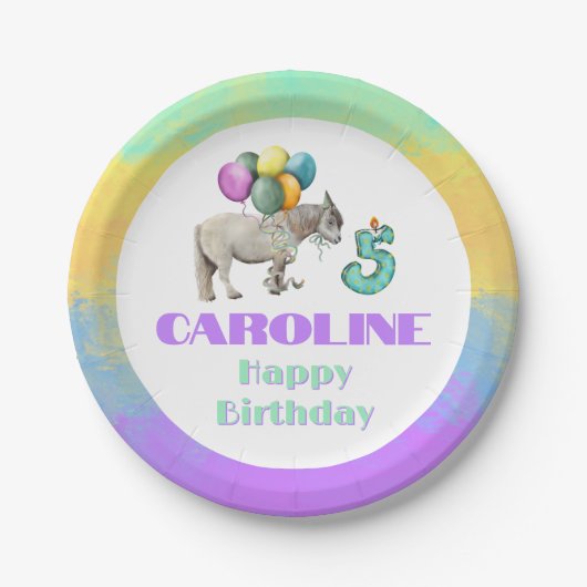 Shetland Horse Birthday Party Balloons Pappteller (Vorderseite)