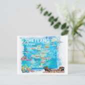 Shetland Islands Illustrierte Reisekarte Postkarte (Stehend Vorderseite)