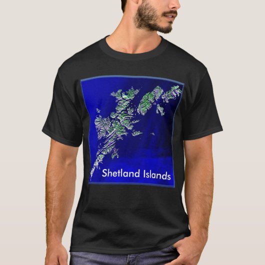 Shetland Islands Map Mens Dark Basic T - Shirt (Vorderseite)