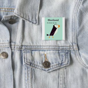 Shetland-Papageientaucher Vintage-Reiseposter Button