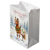Shetland Pony Christmas Mittlere Geschenktüte (Vorderseite Schrägansicht)