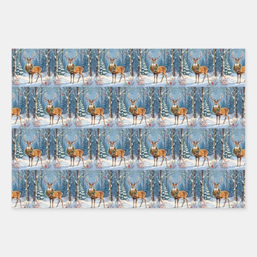 Shetland Pony, Deer and Highland Cow Weihnachten Geschenkpapier Set (Vorderseite 3)