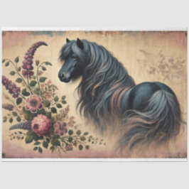 Shetland Pony Floral Decoupage Seidenpapier