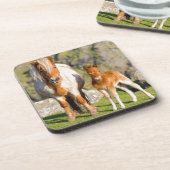 Shetland Pony on Pasta Nea High Cliffs, Mare 2 Getränkeuntersetzer (Linke Seite)