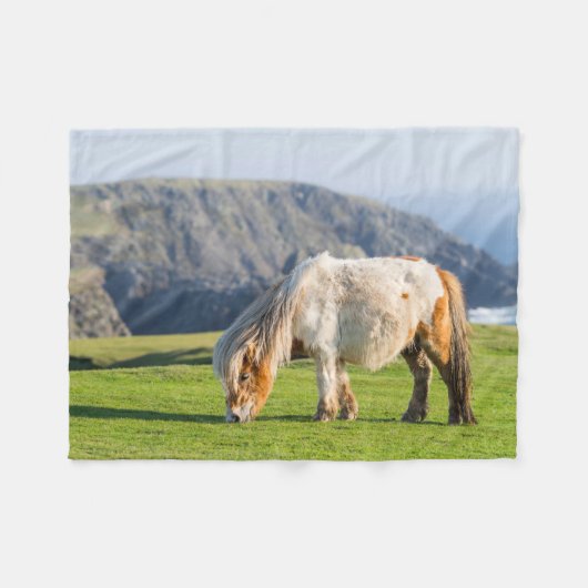 Shetland Pony on Pasture Near High Cliffs Fleecedecke (Vorderseite (Horizontal))