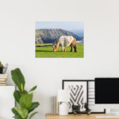 Shetland Pony on Pasture Near High Cliffs Poster (Heimbüro)