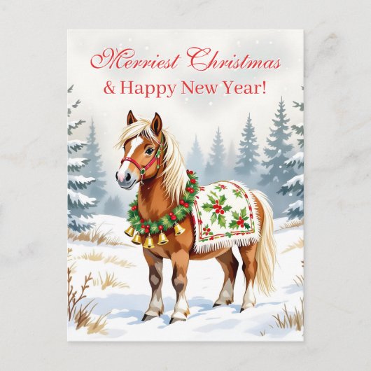 Shetland Pony Personalisiert Weihnachten Postkarte (Vorderseite)