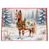 Shetland Pony und Holly Christmas Medium Geschenkt Große Geschenktüte (Vorderseite)
