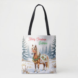 Shetland Pony und Holly Christmas Personalisiert Tasche