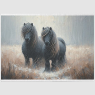 Shetland Pony Winter Time Decoupage Tissue Seidenpapier