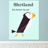 Shetland Puffin Vintage Leinwanddruck (Insitu (Holzboden))