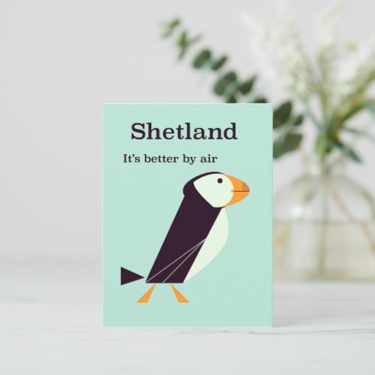 Shetland Puffin Vintage Postkarte (Stehend Vorderseite)