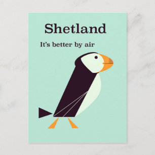 Shetland Puffin Vintage Postkarte