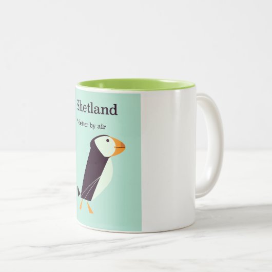 Shetland Puffin Vintage Zweifarbige Tasse (VorderseiteRechts)