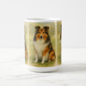 Shetland-Schäferhund sitzt Wasserfarben Kaffeetasse (Mittel)