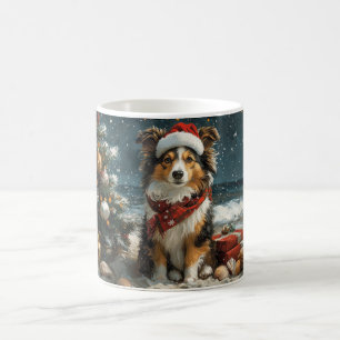Shetland-Schäferhund Weihnachten Vintage Strand Kaffeetasse