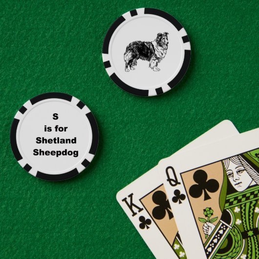 Shetland-Schäferhund-Zeichnung Pokerchips (Pokertisch (doppelt))
