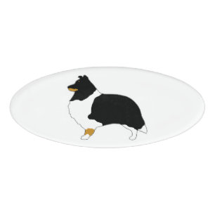 Shetland-Schafhund Schwarz-weiß und tan-Silo Namenschild