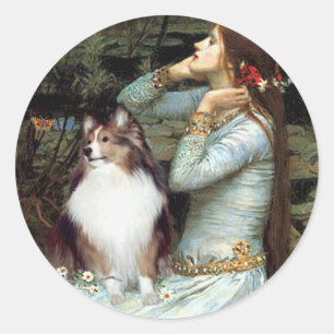 Shetland Sheepdog 18 - Ophelia Sitzend Runder Aufkleber