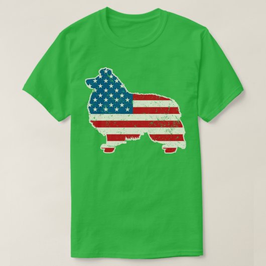 Shetland Sheepdog American Flag 4. Juli für Me T-Shirt (Design vorne)