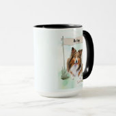 Shetland Sheepdog Aquarell personalisierter Hund Tasse (VorderseiteRechts)