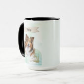 Shetland Sheepdog Aquarell personalisierter Hund Tasse (Vorderseite Links)