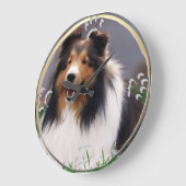 Shetland Sheepdog Art Große Wanduhr (Winkel)