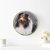 Shetland Sheepdog Art Große Wanduhr (Zuhause)