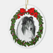 Shetland Sheepdog Art von Glenda S. Harlan Keramik Ornament (Links)