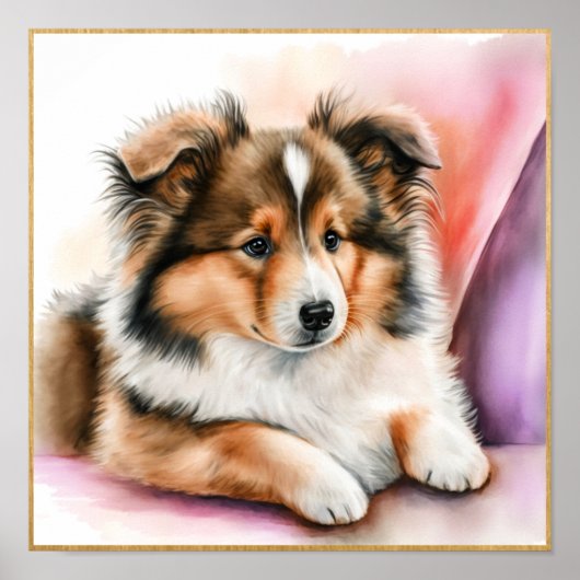 Shetland Sheepdog Artwork für Mädchen Poster (Vorne)