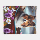 Shetland Sheepdog auf einem Paddel: Ein Landschaft Fleecedecke (Vorderseite (Horizontal))