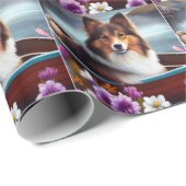 Shetland Sheepdog auf einem Paddel: Ein Landschaft Geschenkpapier (Rolleneckpunkt)