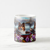 Shetland Sheepdog auf einem Paddel: Ein Landschaft Kaffeetasse (Mittel)