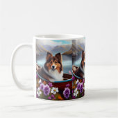 Shetland Sheepdog auf einem Paddel: Ein Landschaft Kaffeetasse (Links)