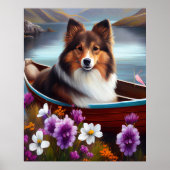 Shetland Sheepdog auf einem Paddel: Ein Landschaft Poster (Vorne)