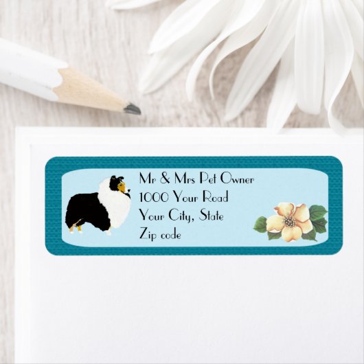 Shetland Sheepdog auf Türkis Floral (Insitu)