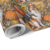 Shetland Sheepdog Autumn Harvest Erntedank Geschenkpapier (Rolleneckpunkt)