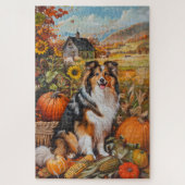 Shetland Sheepdog Autumn Harvest Erntedank Puzzle (Vertikal)