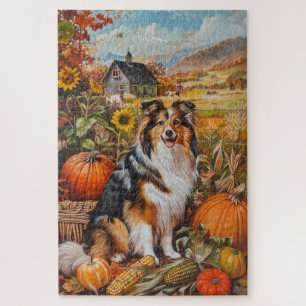 Shetland Sheepdog Autumn Harvest Erntedank Puzzle